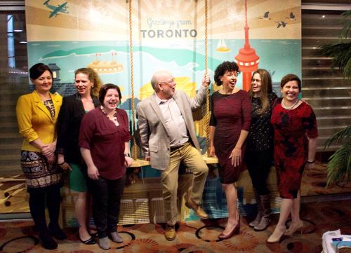 Joe's ODEN team from left to right: Amy Widdows, Diversity & Inclusion Specialist; Lesley Ellis, Administrator; Sue Dafoe, Business Services Manager; Joe Dale, outgoing CEO; Jeannette Campbell, incoming CEO; Lisa Bé, Communications Strategist; Ingrid Muschta, Diversity & Inclusion Specialist.